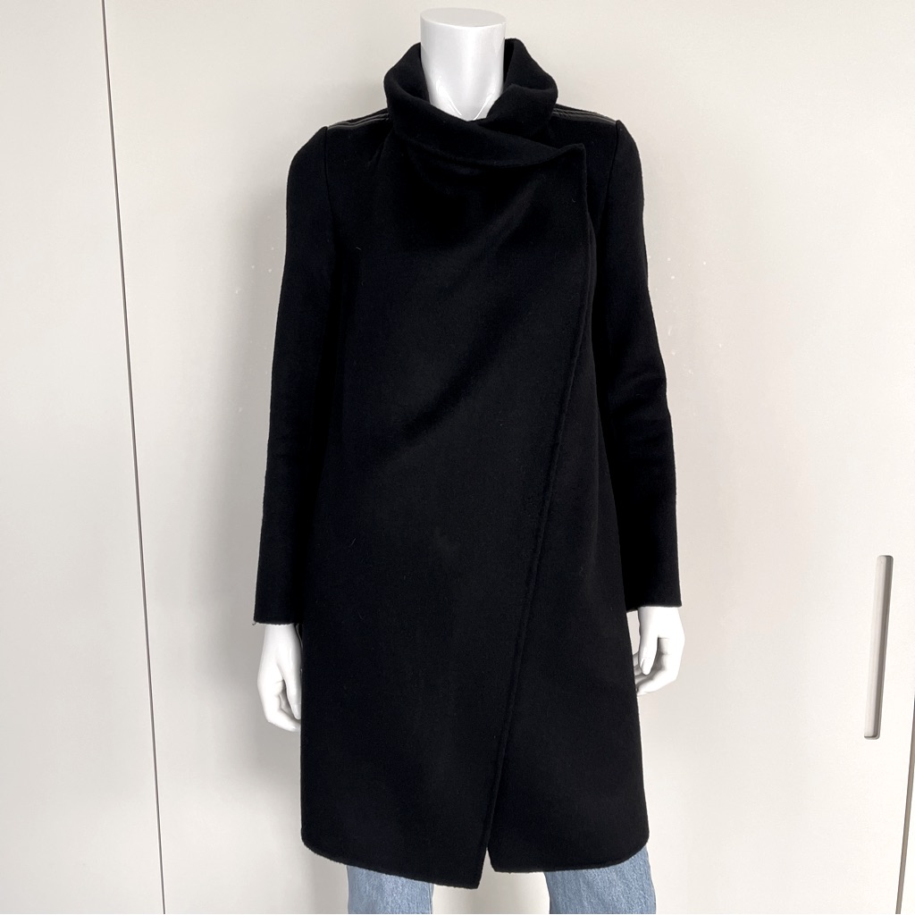 Vince Wool Wrap Coat In Black